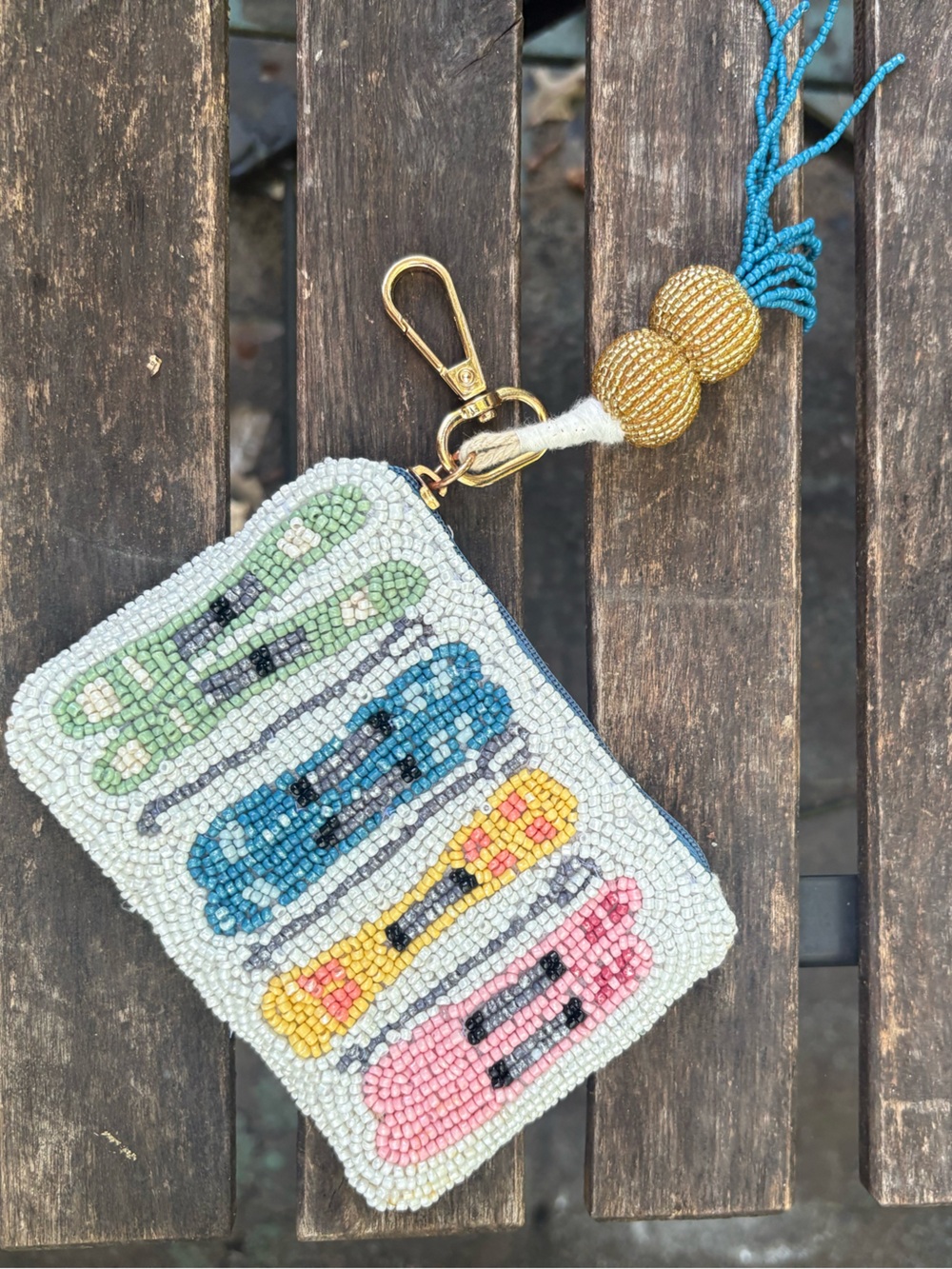 Beaded Multi-Color Pouch with Clip